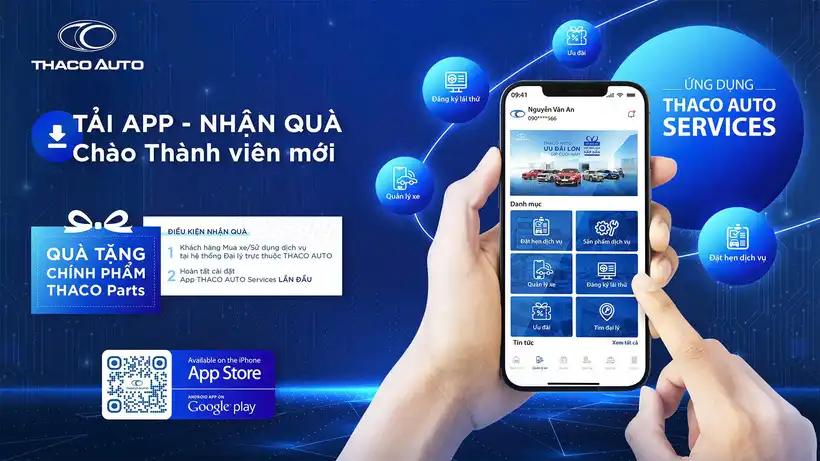 Quà tặng dành riêng cho khách hàng khi tải ứng dụng THACO AUTO Services.